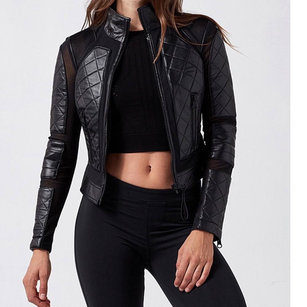 Blanc Noir Leather & Mesh Moto Jacket - Picture 2 of 13